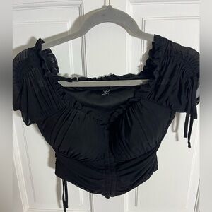 Windsor Elegant Black Ruffle Blouse